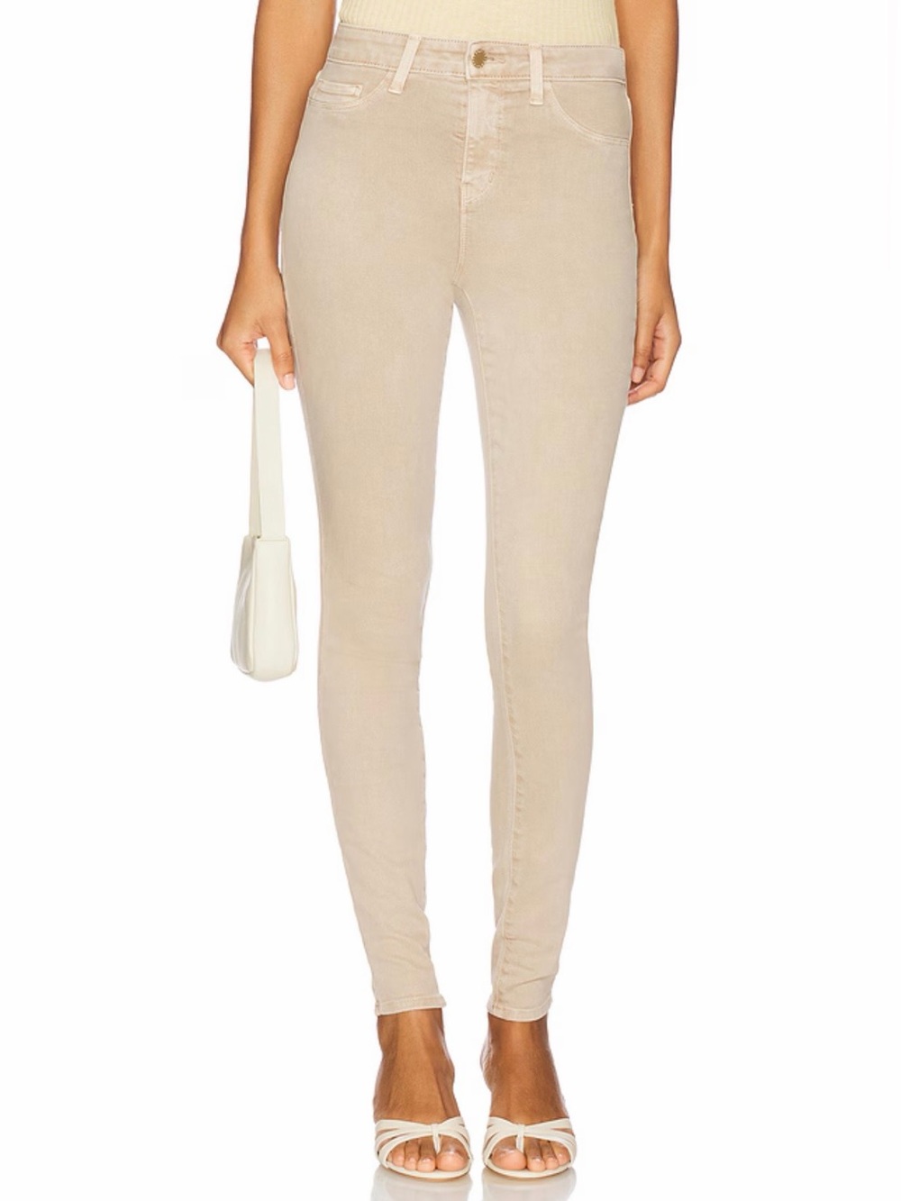 L’AGENCE Marguerite High Rise Skinny Jeans in Biscuit Light Tan Gold Hue Size 32